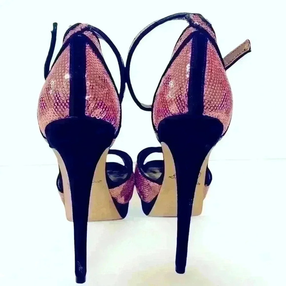 SAM EDELMAN PINK  SEQUINS HEELS SHOES - Picture 3 of 9